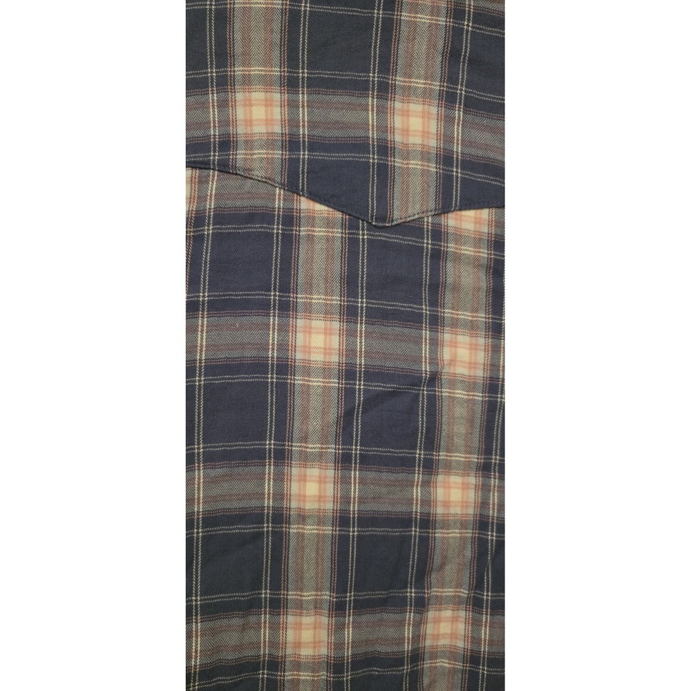 Aerie‎ Vintage Wash Blue Pink Plaid Western Snap Front Flannel Shirt sz M - Picture 4 of 5